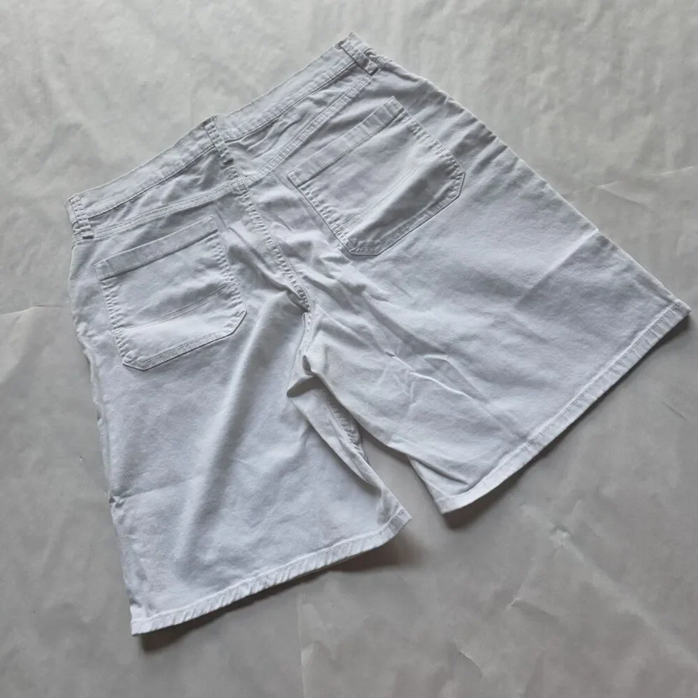Bandolino Bermuda Shorts Womens 12 White High Rise Stretch Utility Patch Pocket